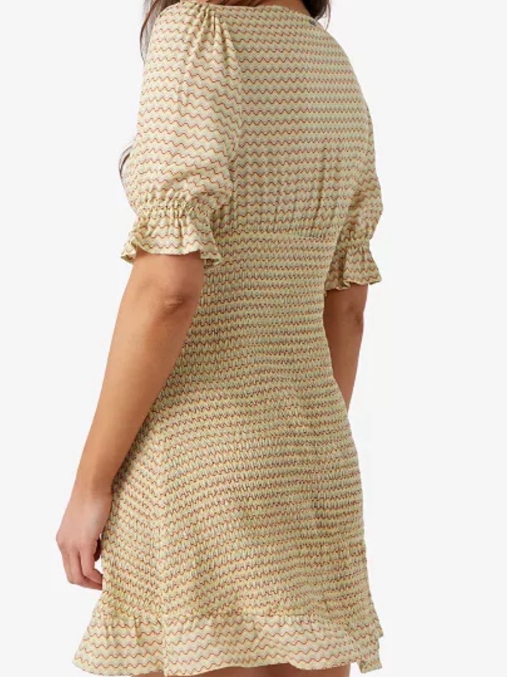 O'Neill Yellow Multi-Patterned V-Neck Smocked Mini Dress - Picture 10 of 10